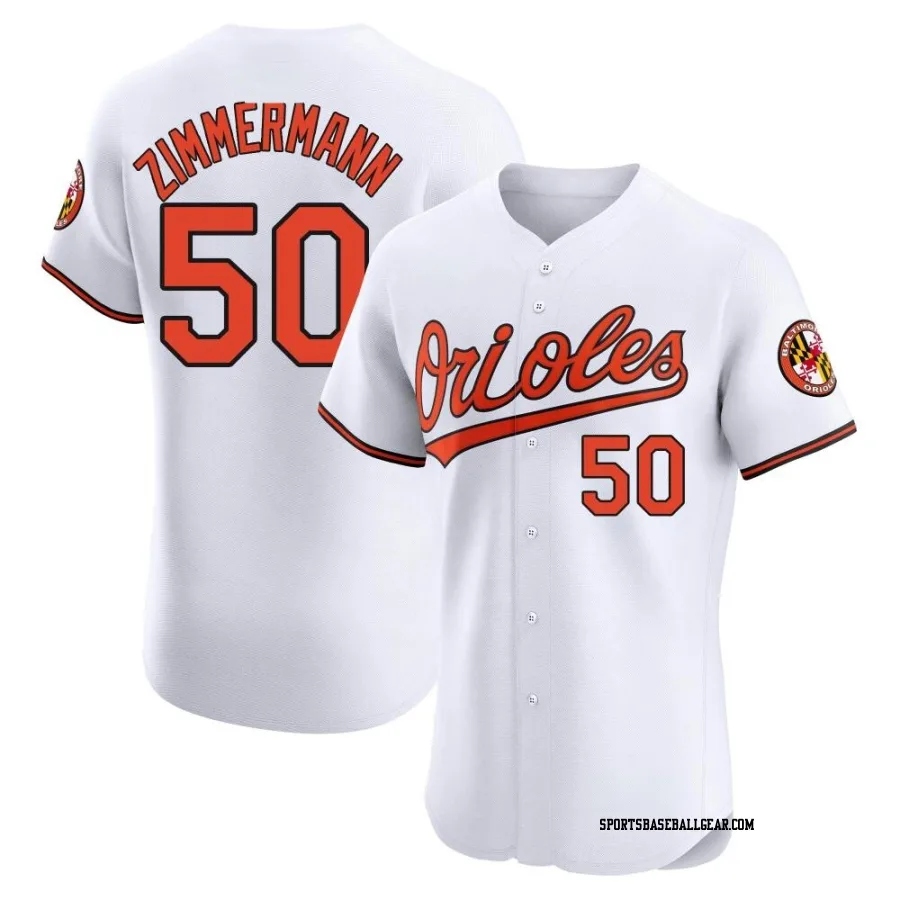 Bruce Zimmermann Men's Baltimore Orioles White Elite Home Jersey