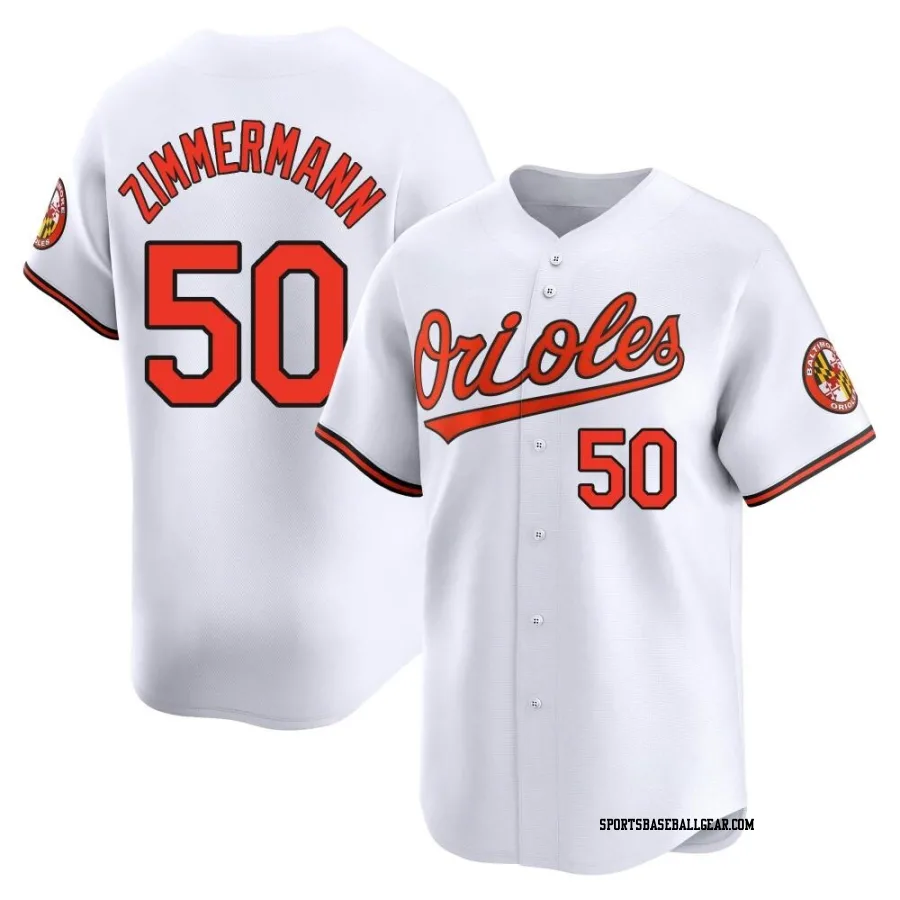 Bruce Zimmermann Men's Baltimore Orioles White Limited Home Jersey