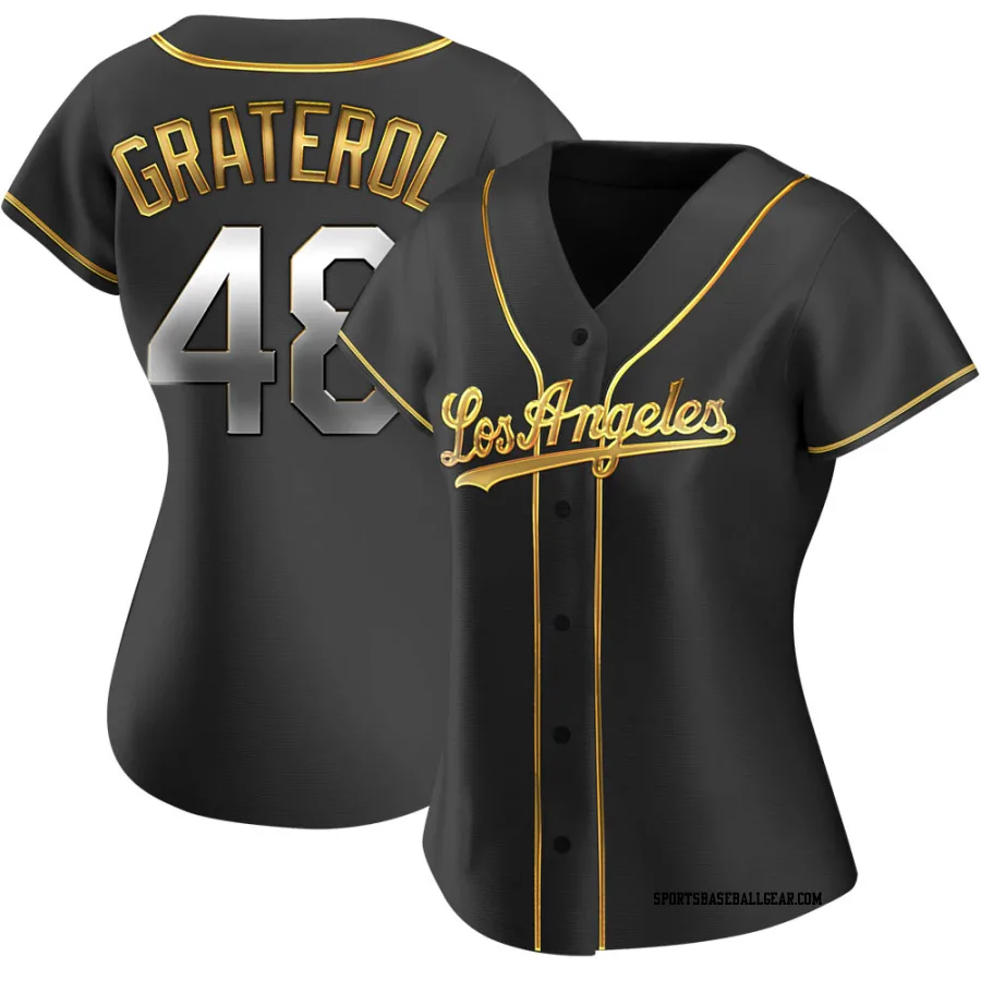 Brusdar Graterol Women's Los Angeles Dodgers Black Golden Replica Alternate Jersey