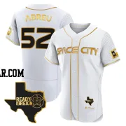 Bryan Abreu Men's Houston Astros White/Gold Authentic 2023 Space City Ready 2 Reign Flex Base Jersey