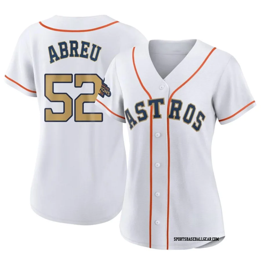 Bryan Abreu Women's Houston Astros Gold Authentic White 2023 Collection Jersey