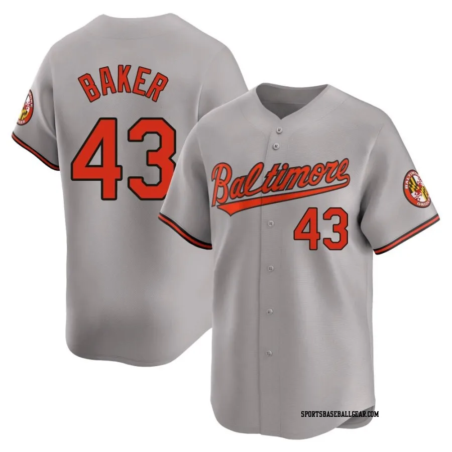 Bryan Baker Youth Baltimore Orioles Gray Limited Road Jersey