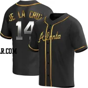 Bryan De La Cruz Men's Atlanta Braves Black Golden Replica Alternate Jersey