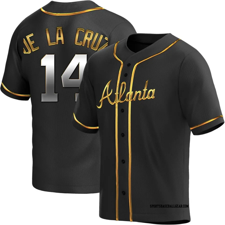 Bryan De La Cruz Men's Atlanta Braves Black Golden Replica Alternate Jersey