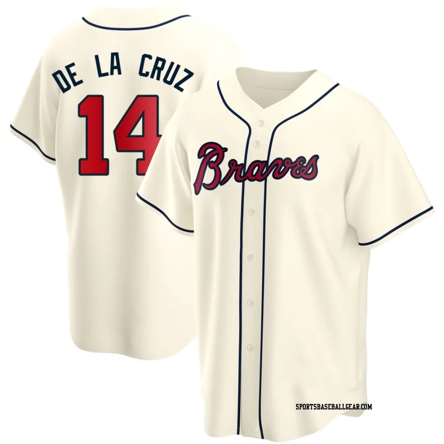 Bryan De La Cruz Men's Atlanta Braves Cream Replica Alternate Jersey