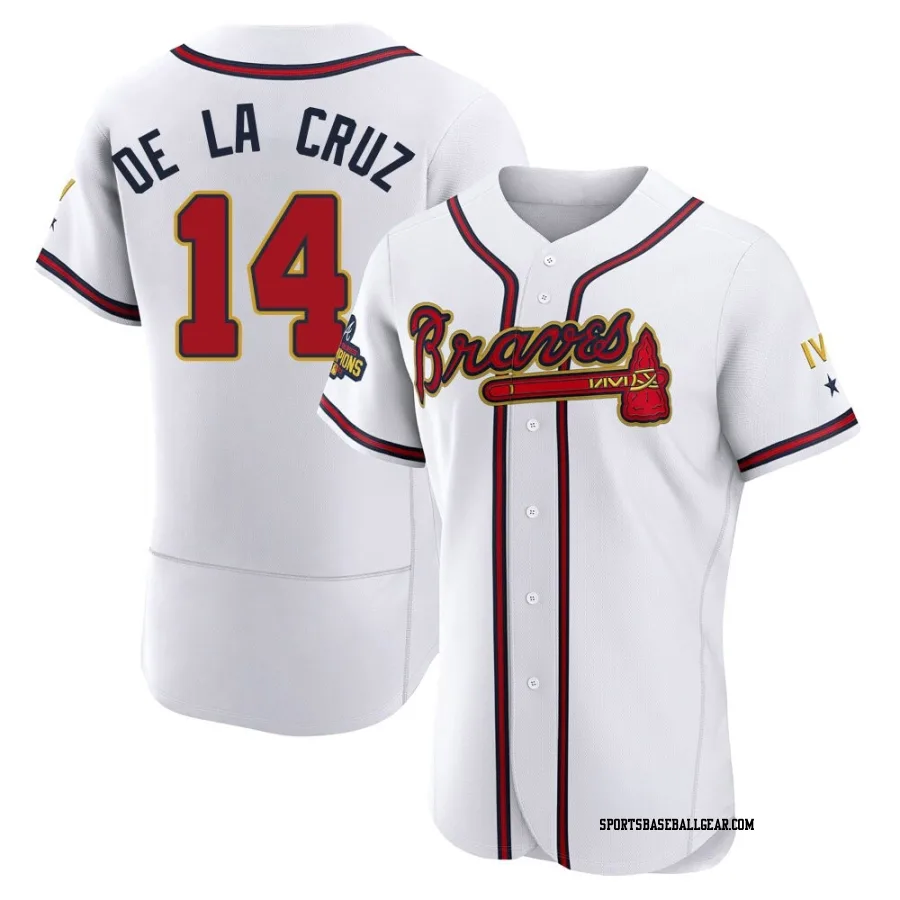 Bryan De La Cruz Men's Atlanta Braves Gold Authentic White 2022 Program Jersey