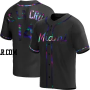 Bryan De La Cruz Men's Miami Marlins Black Holographic Replica Alternate Jersey