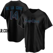 Bryan De La Cruz Men's Miami Marlins Black Replica Alternate Jersey