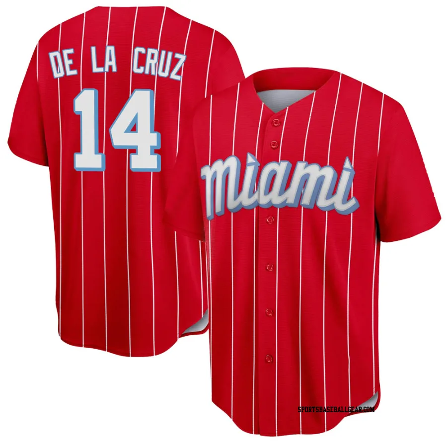 Bryan De La Cruz Men's Miami Marlins Red Replica 2021 City Connect Jersey