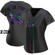 Bryan De La Cruz Women's Atlanta Braves Black Holographic Replica Alternate Jersey