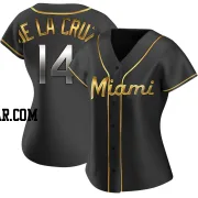 Bryan De La Cruz Women's Miami Marlins Black Golden Replica Alternate Jersey