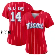 Bryan De La Cruz Women's Miami Marlins Red Authentic 2021 City Connect Jersey