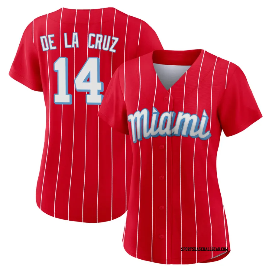 Bryan De La Cruz Women's Miami Marlins Red Authentic 2021 City Connect Jersey