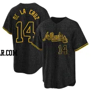 Bryan De La Cruz Youth Atlanta Braves Black Replica Snake Skin City Jersey