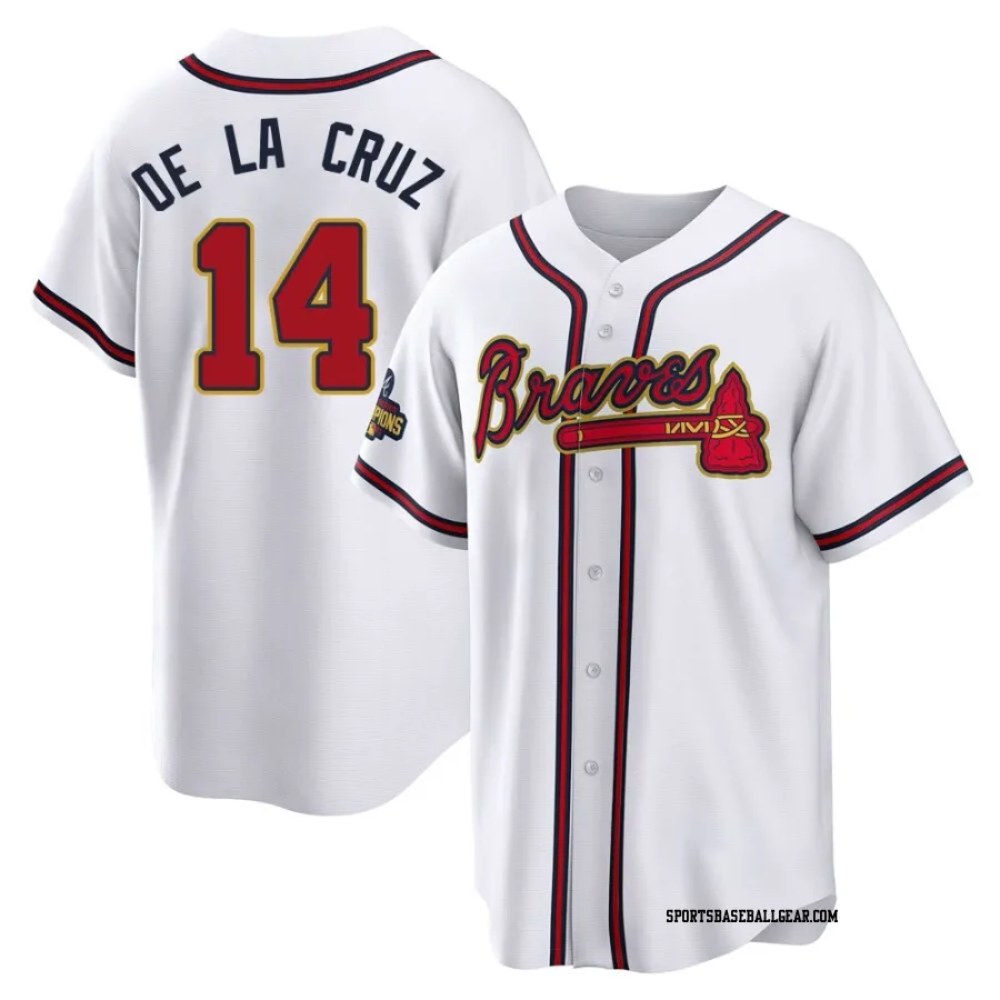 Bryan De La Cruz Youth Atlanta Braves Gold Replica White 2022 Program Jersey