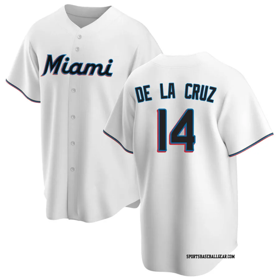 Bryan De La Cruz Youth Miami Marlins White Replica Home Jersey