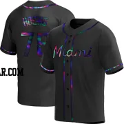 Bryan Hoeing Men's Miami Marlins Black Holographic Replica Alternate Jersey