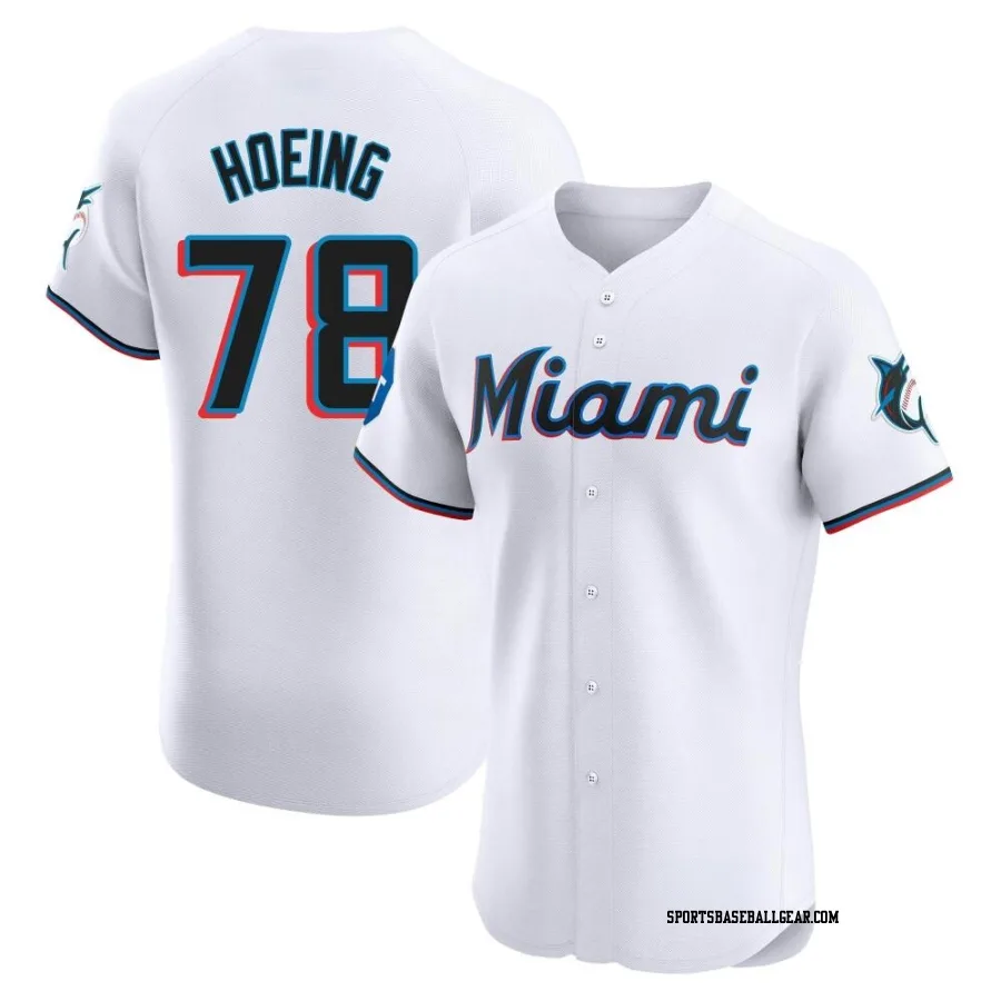 Bryan Hoeing Men's Miami Marlins White Elite Home Patch Jersey