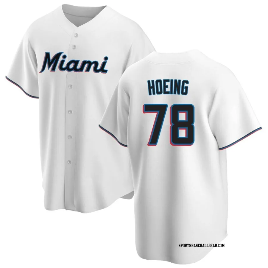 Bryan Hoeing Men's Miami Marlins White Replica Home Jersey