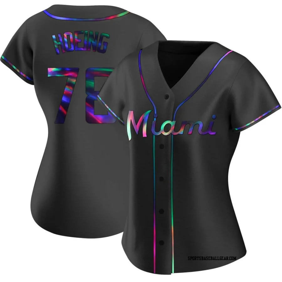 Bryan Hoeing Women's Miami Marlins Black Holographic Replica Alternate Jersey