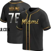 Bryan Hoeing Youth Miami Marlins Black Golden Replica Alternate Jersey