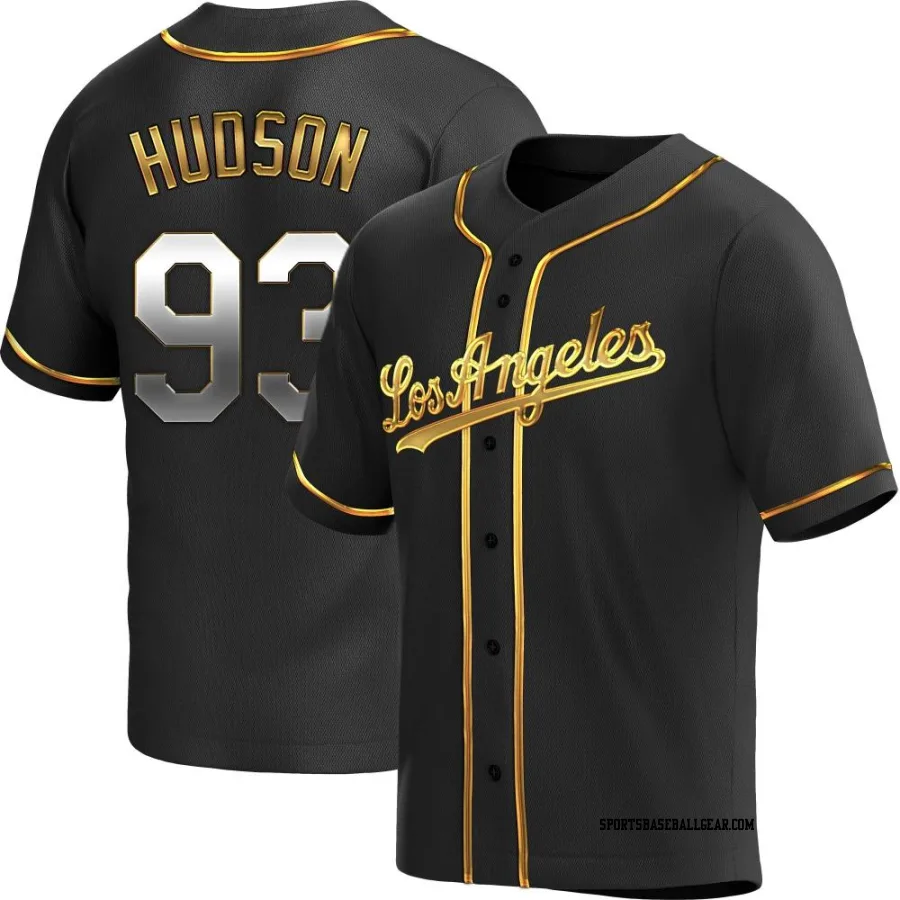 Bryan Hudson Men's Los Angeles Dodgers Black Golden Replica Alternate Jersey