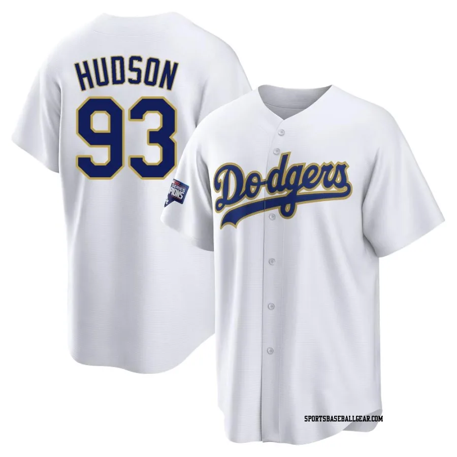 Bryan Hudson Men's Los Angeles Dodgers White/Gold Replica 2021 Gold Program Player Jersey