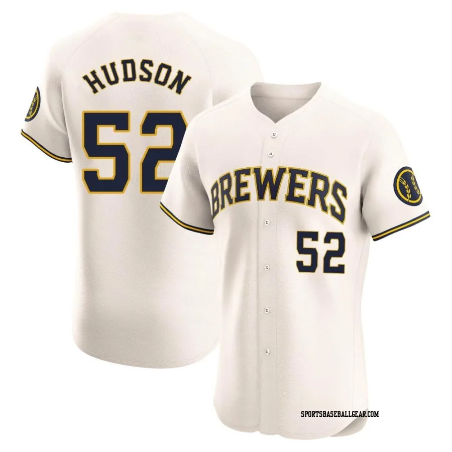 Bryan Hudson Men's Milwaukee Brewers Cream Elite Home Jersey