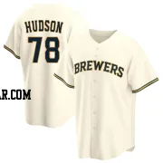 Bryan Hudson Men's Milwaukee Brewers Cream Replica Home Jersey