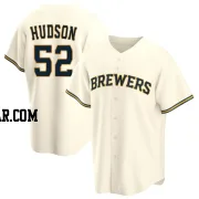 Bryan Hudson Men's Milwaukee Brewers Cream Replica Home Jersey