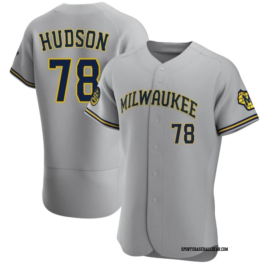 Bryan Hudson Men's Milwaukee Brewers Gray Authentic Road Jersey