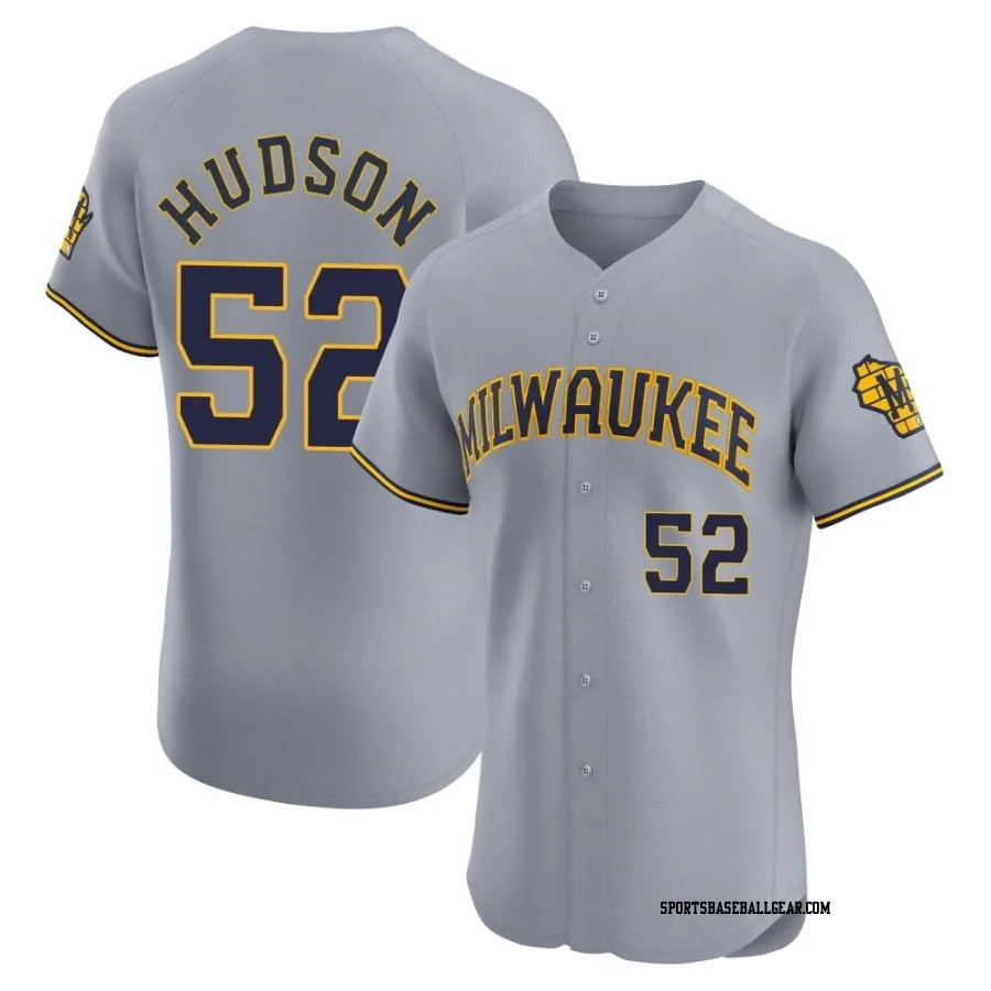 Bryan Hudson Men's Milwaukee Brewers Gray Elite Road Jersey