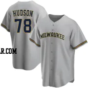 Bryan Hudson Men's Milwaukee Brewers Gray Replica Road Jersey