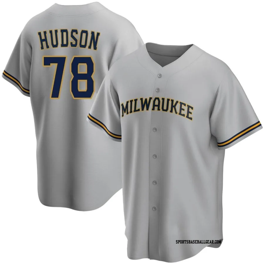 Bryan Hudson Men's Milwaukee Brewers Gray Replica Road Jersey