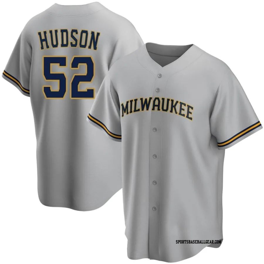 Bryan Hudson Men's Milwaukee Brewers Gray Replica Road Jersey