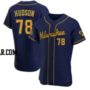 Bryan Hudson Men's Milwaukee Brewers Navy Authentic Alternate Jersey