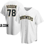 Bryan Hudson Men's Milwaukee Brewers White Replica Home Jersey