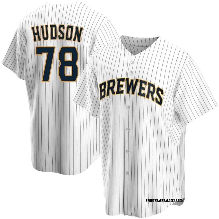 Bryan Hudson Men's Milwaukee Brewers White Replica Home Jersey