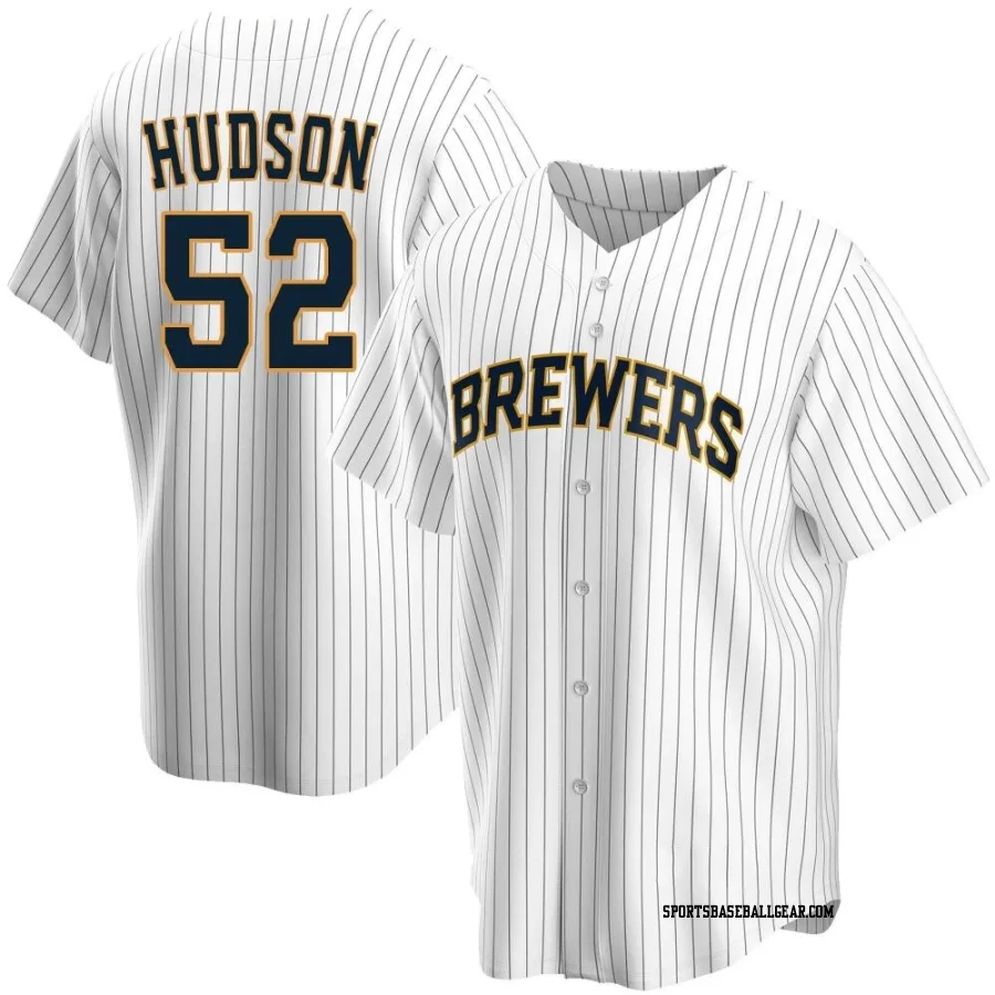 Bryan Hudson Men's Milwaukee Brewers White Replica Home Jersey