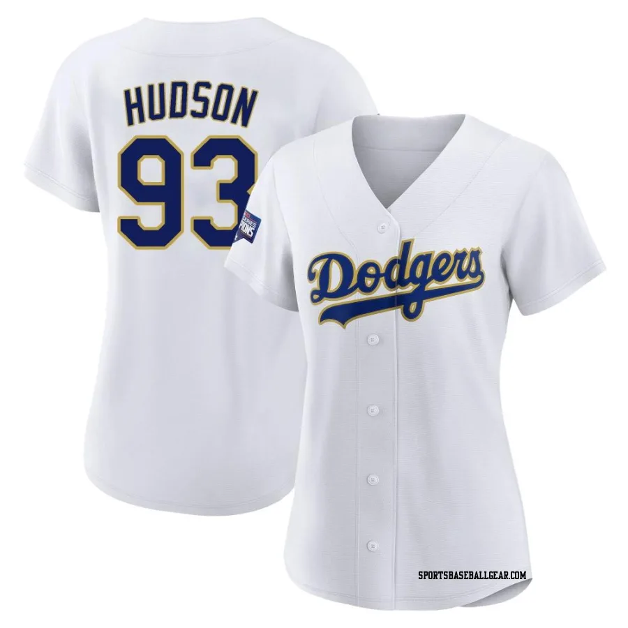 Bryan Hudson Women's Los Angeles Dodgers White/Gold Replica 2021 Gold Program Player Jersey