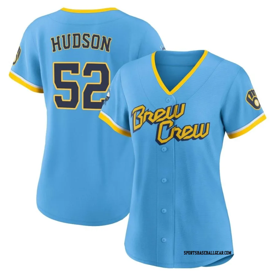 Bryan Hudson Women's Milwaukee Brewers Blue Authentic Powder 2022 City Connect Jersey