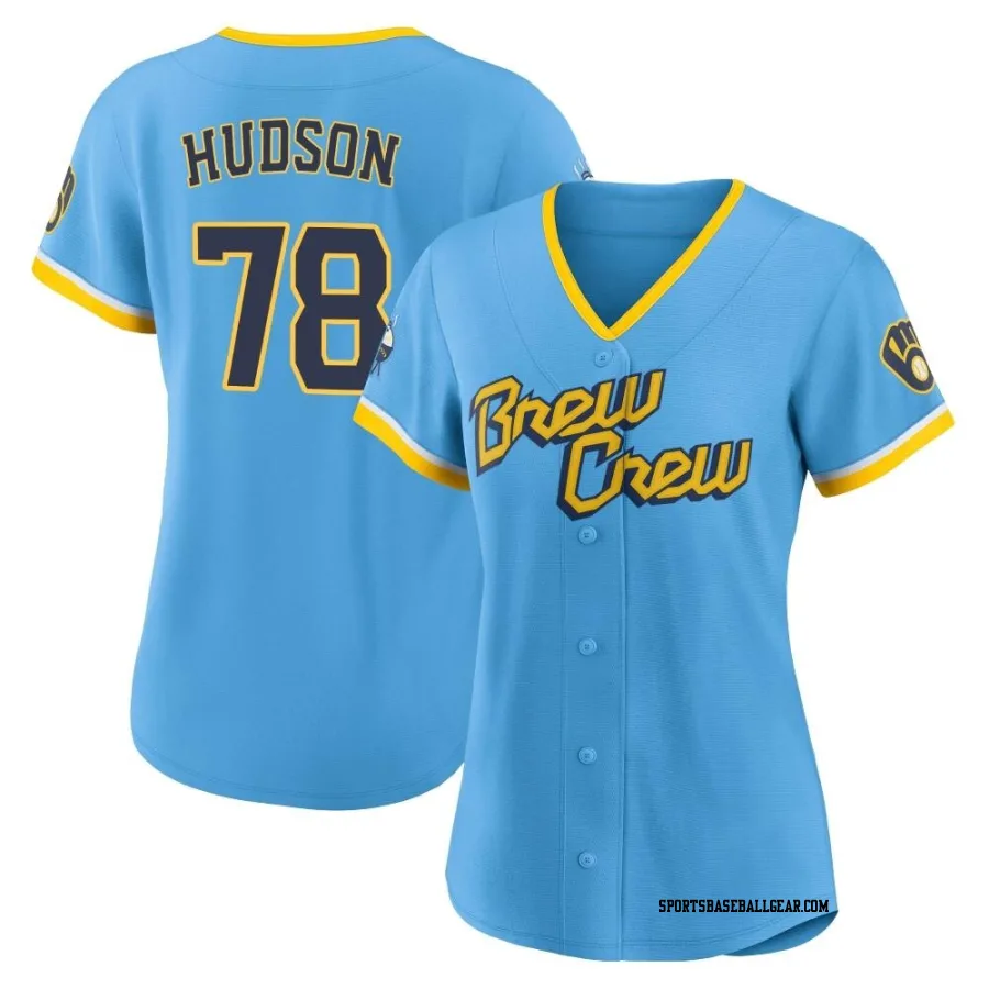 Bryan Hudson Women's Milwaukee Brewers Blue Replica Powder 2022 City Connect Jersey