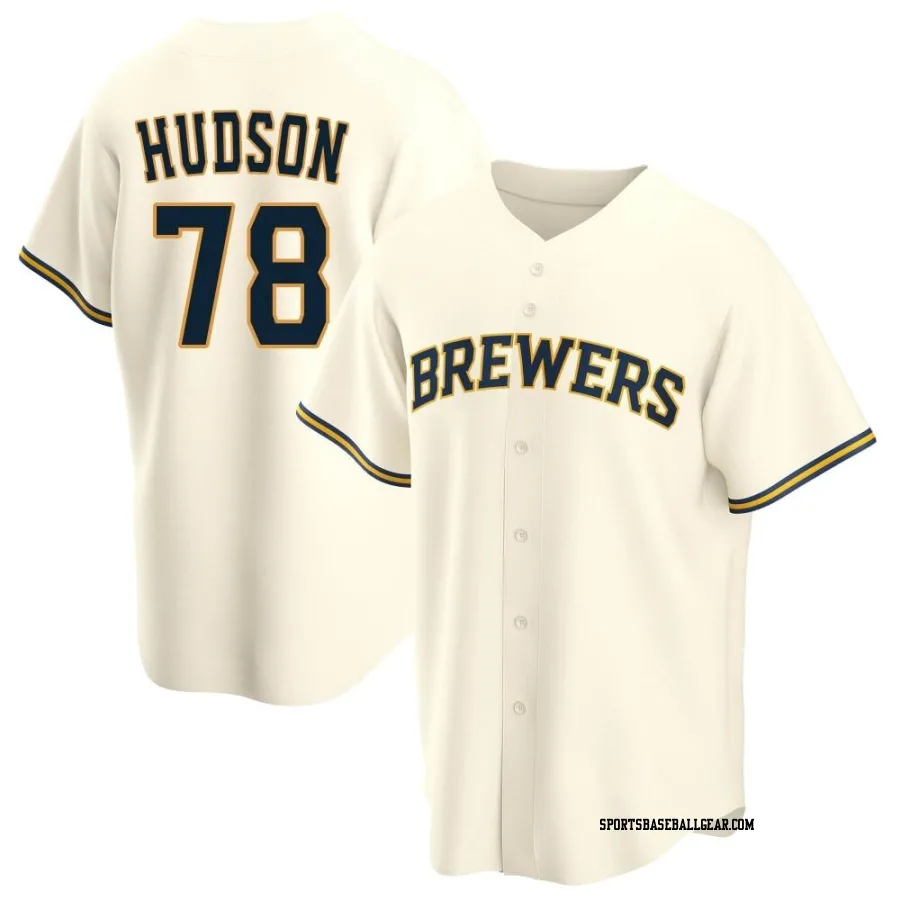 Bryan Hudson Youth Milwaukee Brewers Cream Replica Home Jersey