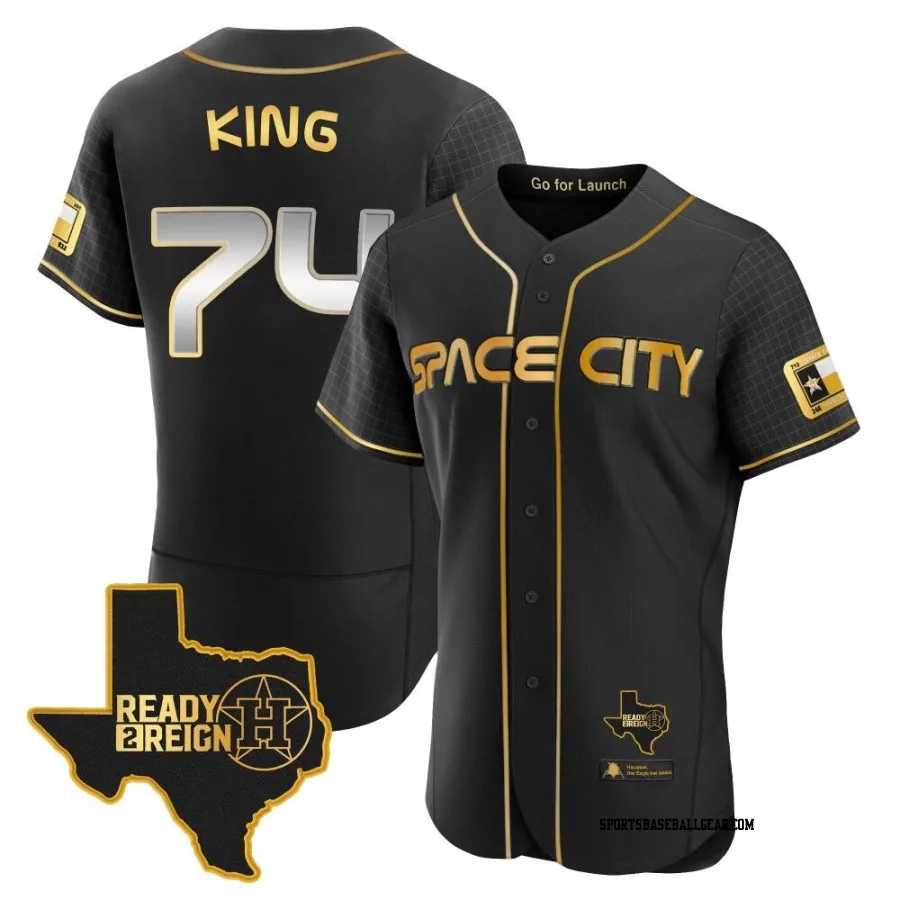 Bryan King Men's Houston Astros Black/Gold Authentic 2023 Space City Ready 2 Reign Flex Base Jersey