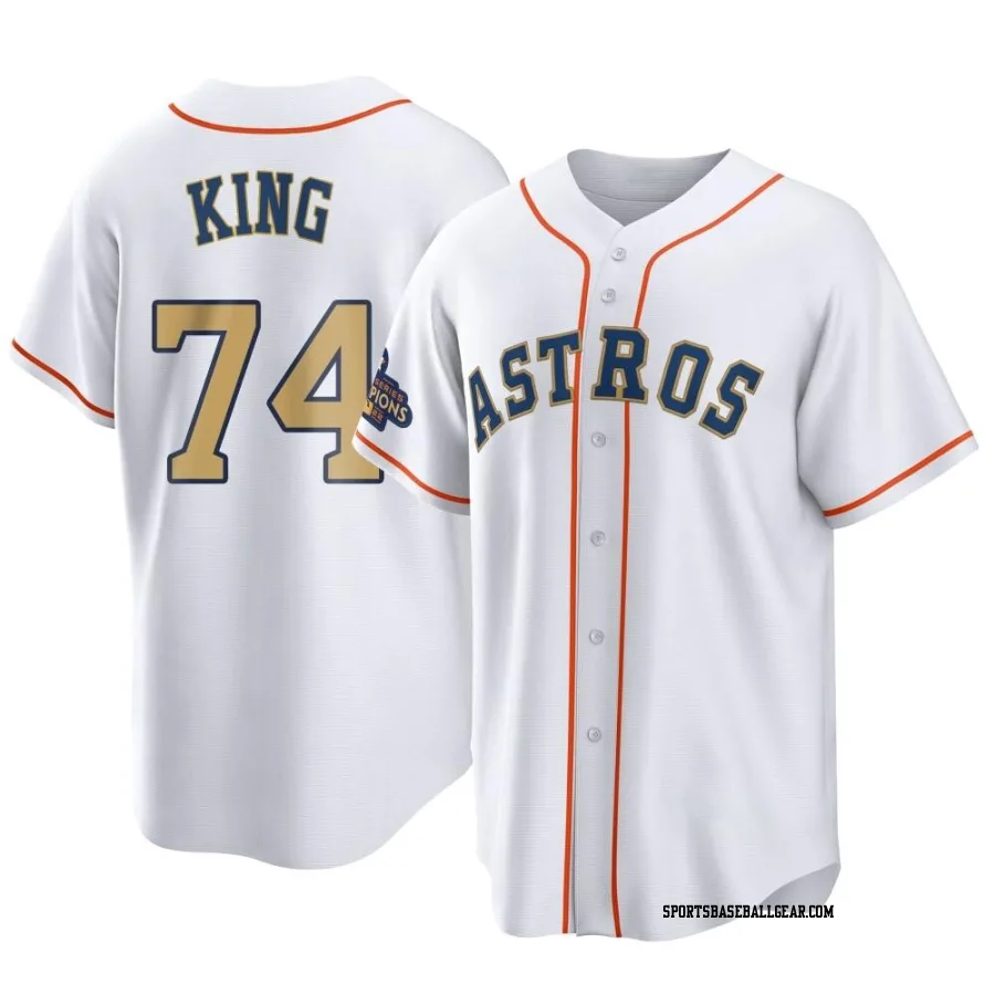 Bryan King Men's Houston Astros Gold Replica White 2023 Collection Jersey