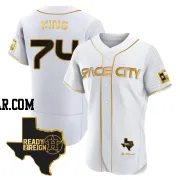 Bryan King Men's Houston Astros White/Gold Authentic 2023 Space City Ready 2 Reign Flex Base Jersey