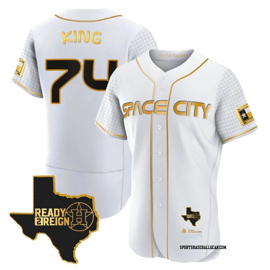 Bryan King Men's Houston Astros White/Gold Authentic 2023 Space City Ready 2 Reign Flex Base Jersey