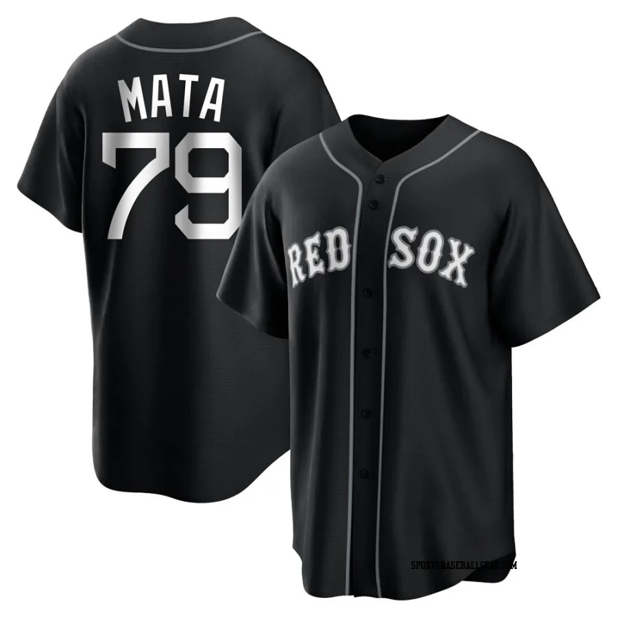 Bryan Mata Men's Boston Red Sox Black/White Replica Jersey