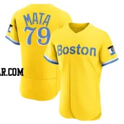 Bryan Mata Men's Boston Red Sox Gold/Light Authentic Blue 2021 City Connect Jersey