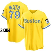 Bryan Mata Men's Boston Red Sox Gold/Light Replica Blue 2021 City Connect Player Jersey